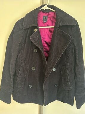 GAP Navy Blue Corduroy Peacoat with Magenta Lining